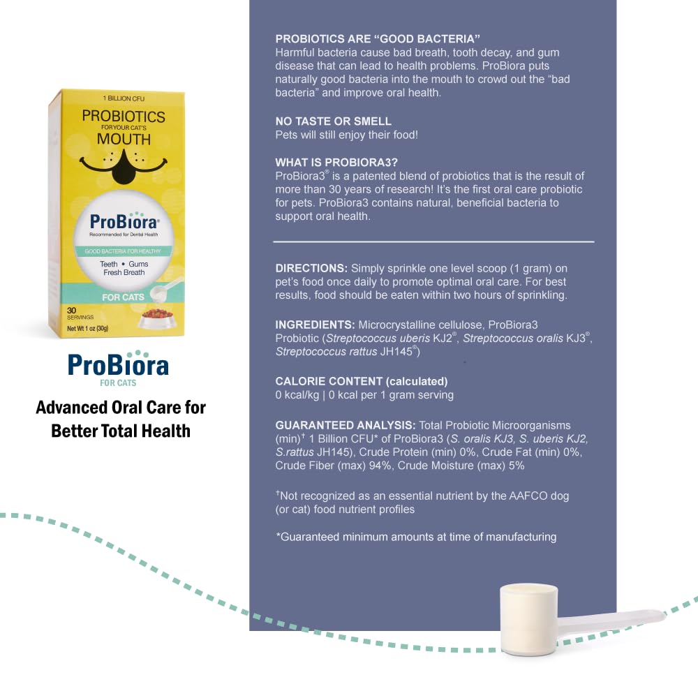 ProBiora Health Probiora para Gatos: aliento más fresco gracias al polvo suave y sin sabor.