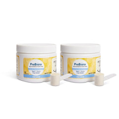 Probiora para perros, envase del suplemento, mejora la salud bucal y el aliento.