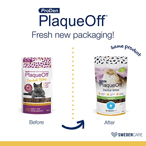 ProDen PlaqueOff Dental Bites para gatos sabor vegetal atractivo