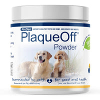 ProDen PlaqueOff polvo para mascotas: enfoque polvo, ayuda a dientes sanos sin cepillado.