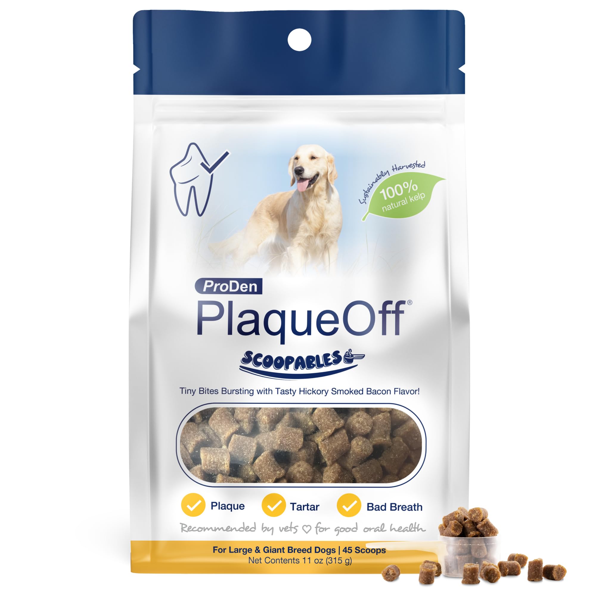 ProDen PlaqueOff Scoopables sabor tocino ahumado para perros grandes, aliento más fresco
