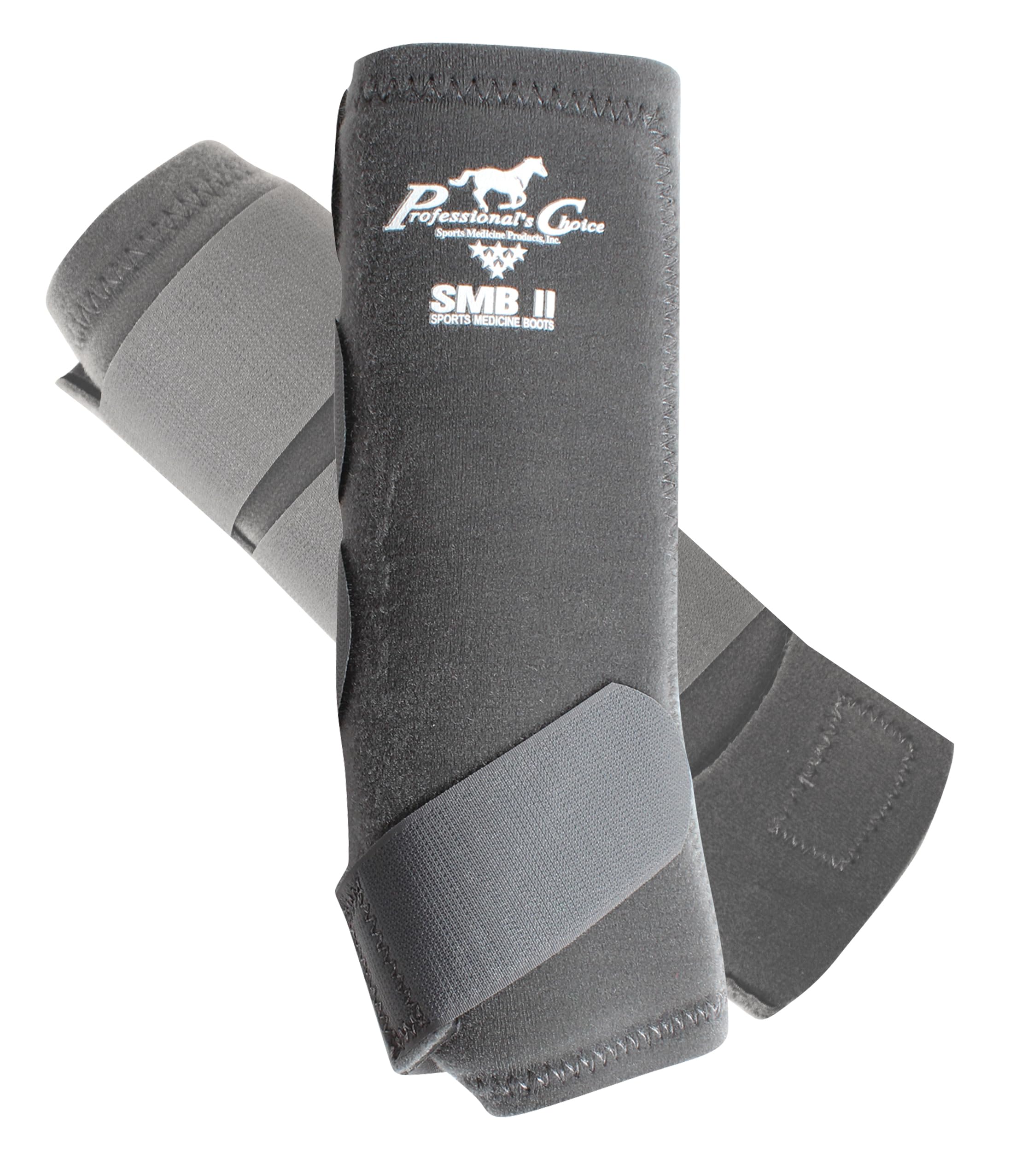Professional's Choice SMBII botas para equinos, vista lateral carbón, protección duradera para competición.