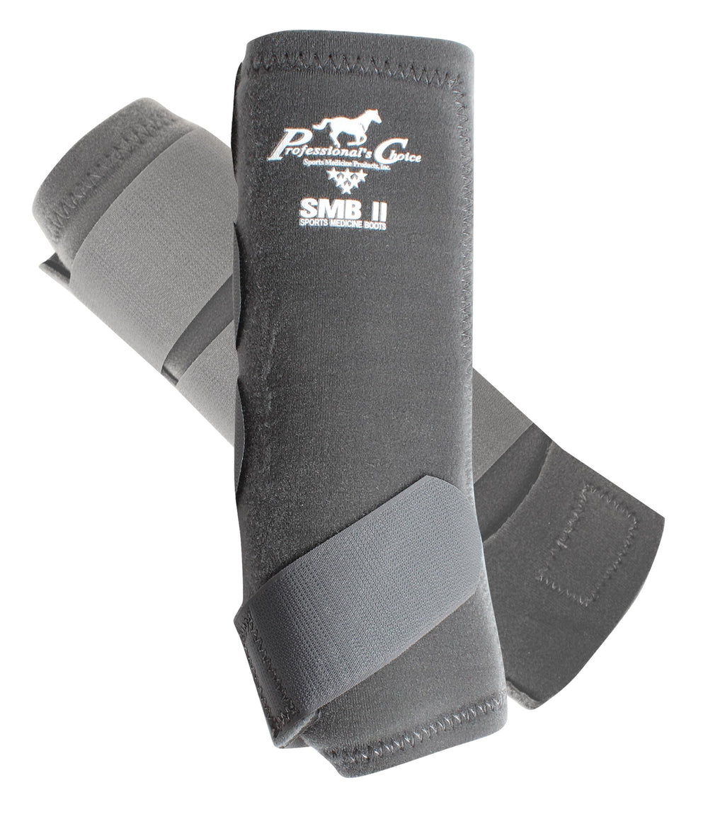 Professional's Choice SMBII botas para equinos, vista lateral carbón, protección duradera para competición.