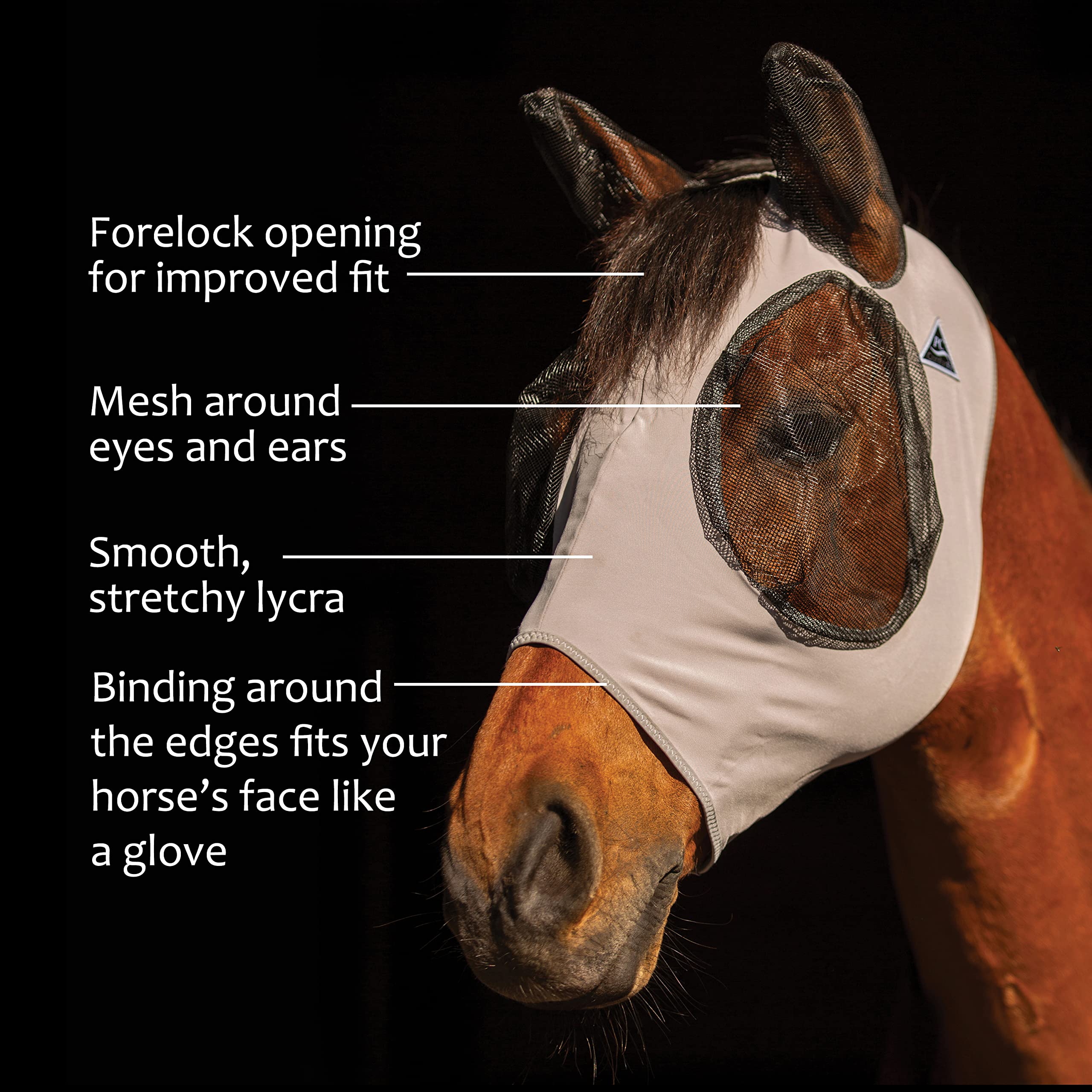Professional's Choice Comfort Fit Fly Mask Carbón: apertura de crin para un ajuste más cómodo.