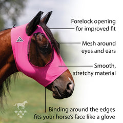Professional's Choice Comfort Fit Fly Mask protege orejas y ojos con visión clara