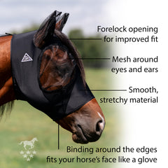 Professional's Choice Comfort-Fit Fly Mask ofrece visibilidad clara gracias a la malla
