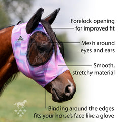 Professional's Choice Comfort-Fit máscara anti moscas para caballo con abertura para la crin para mejor ajuste.
