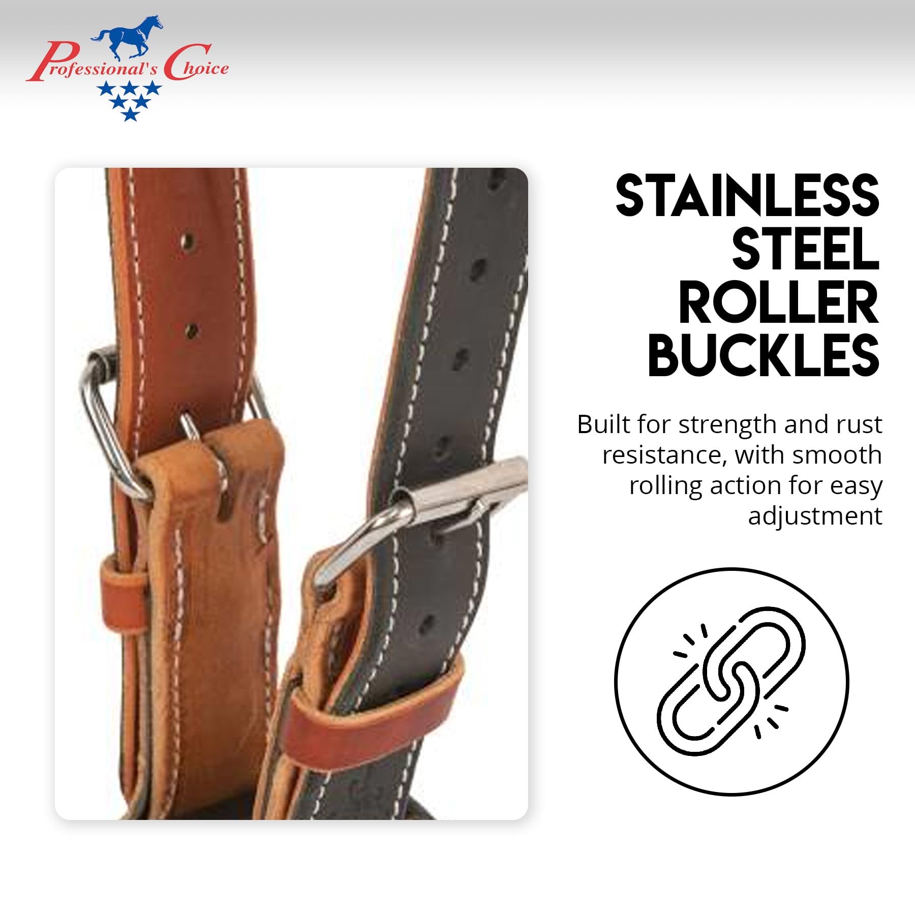 Professional's Choice Dare collar, hebilla de rodillo acero inoxidable en ambos lados.