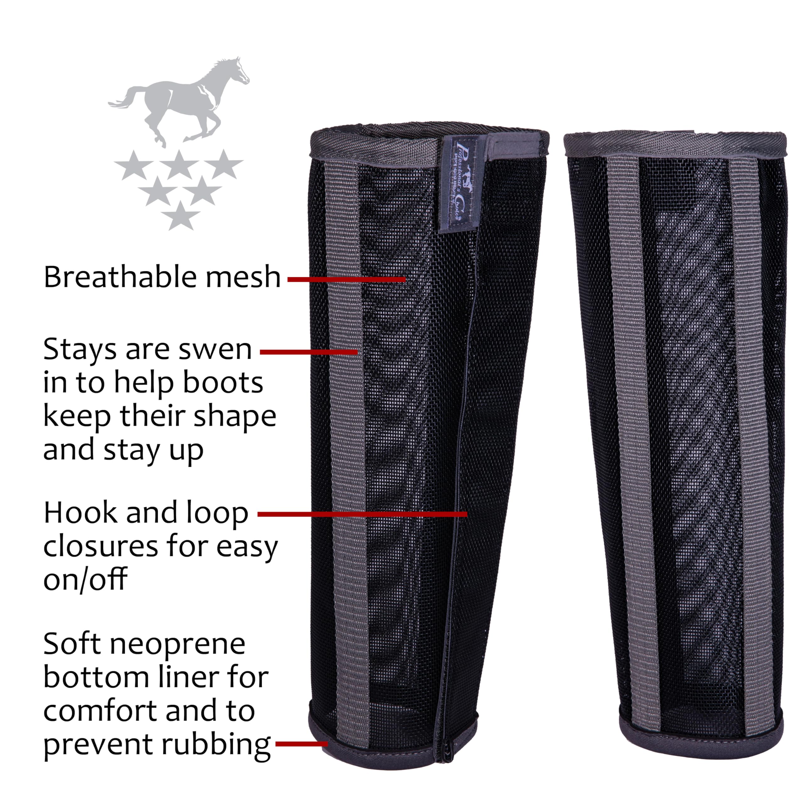 Professional's Choice Botas contra moscas de lujo con cierre velcro para ajuste rápido.
