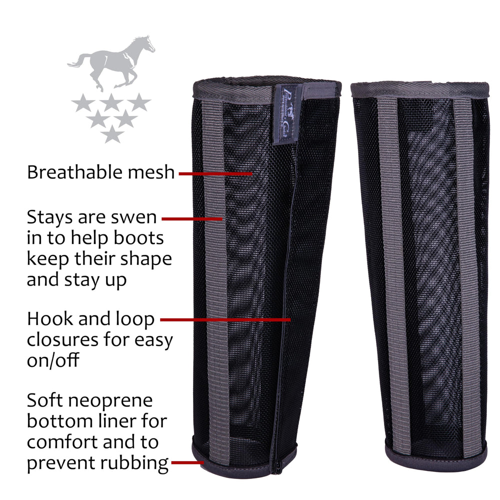 Professional's Choice Deluxe Fly Boots con cierres de velcro para ajuste rápido.