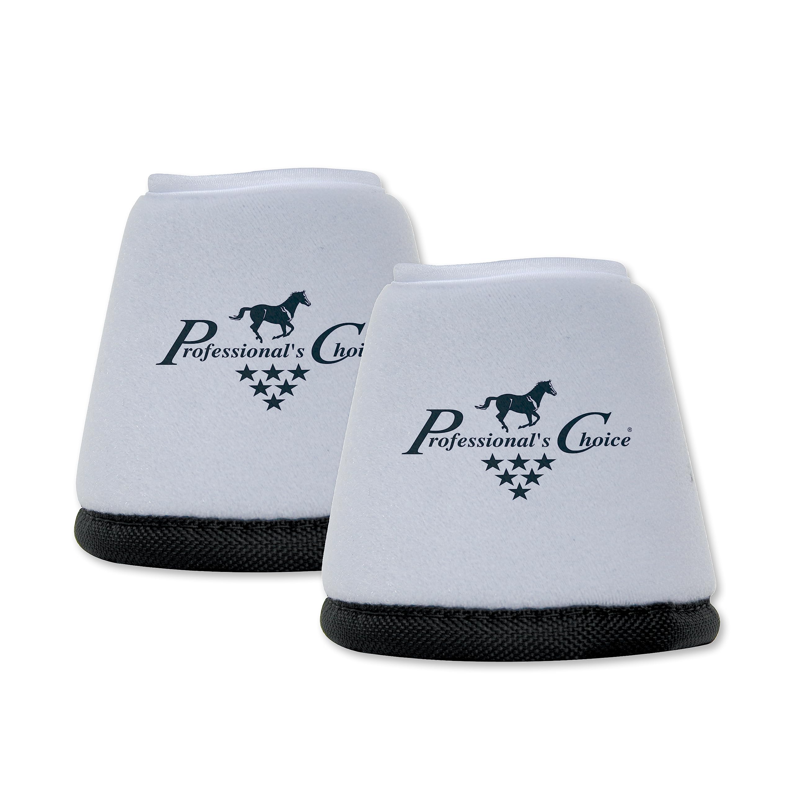 Professional's Choice Quick-Wrap Bell Boots en blanco, envoltura 360°, protegen cascos y tejidos.