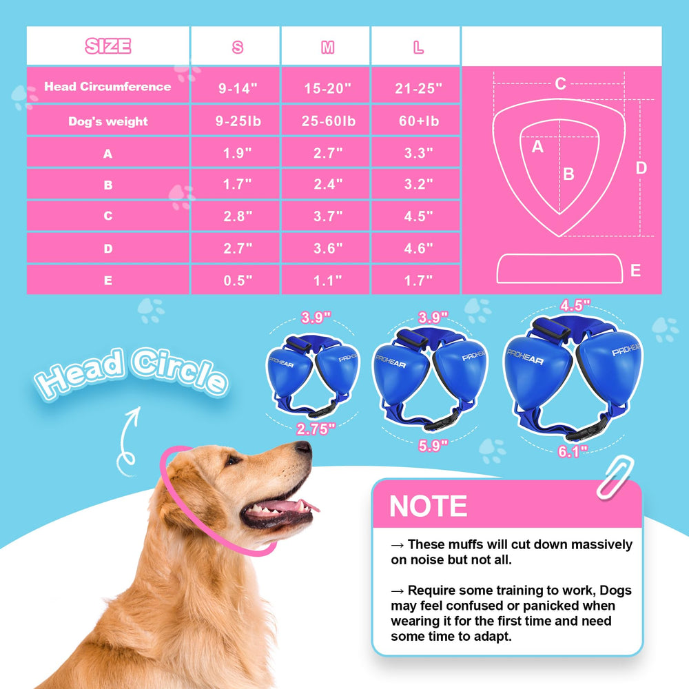 PROHEAR orejeras para perro con ajuste ergonómico y comodidad.