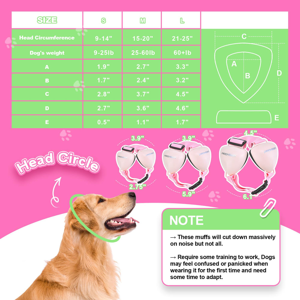 PROHEAR orejeras para perro, NRR 28dB, rosa, protección efectiva.