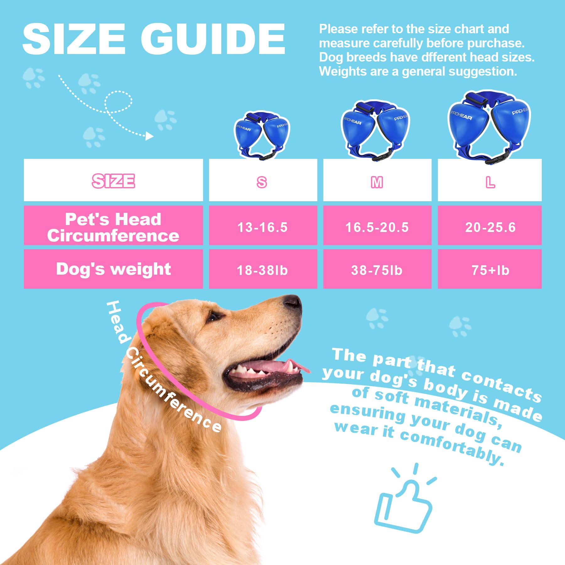 PROHEAR orejeras para perros diseño 2024 para protección sonora