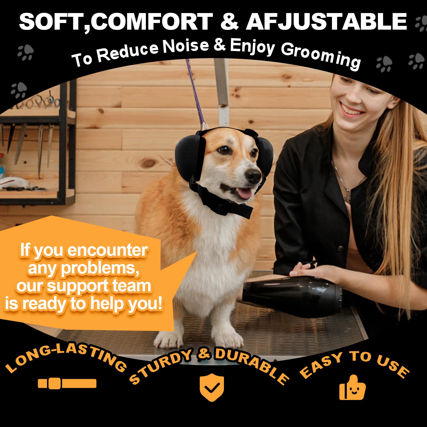 PROHEAR orejeras para perro reducen ruido de obras para mayor tranquilidad.