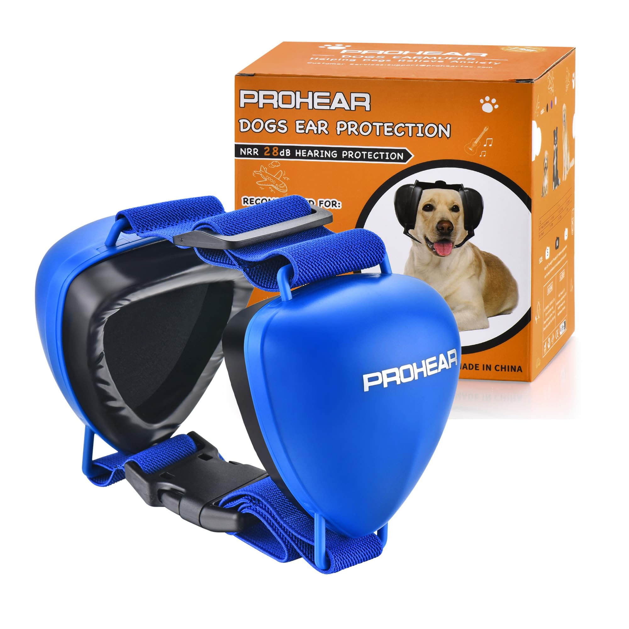 PROHEAR Ungrade GEL Pads: protector auditivo azul para perros durante tormentas.