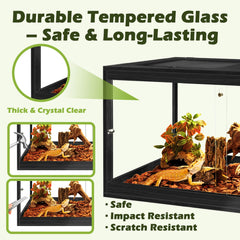 PROLEE espacio amplio para reptiles, medidas adecuadas para explorar y tomar sol.