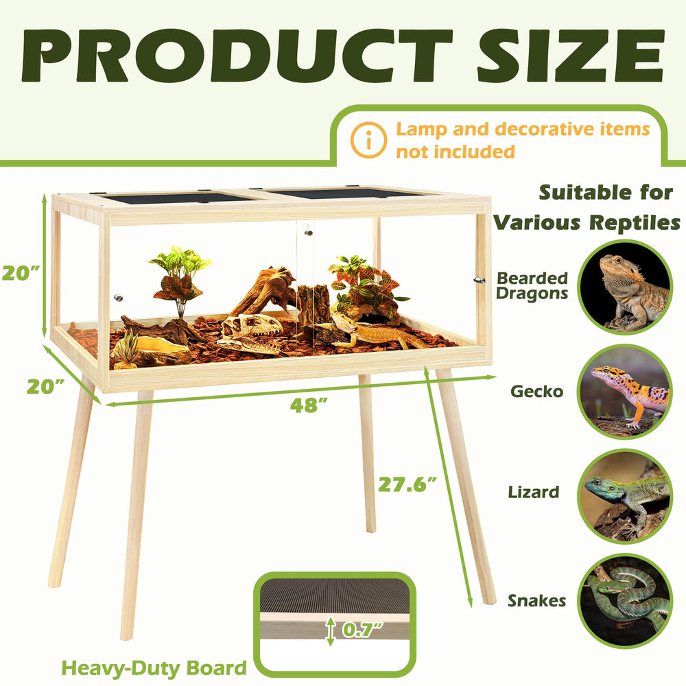 PROLEE tanque reptil madera interior: visualizacion clara y limpieza sencilla