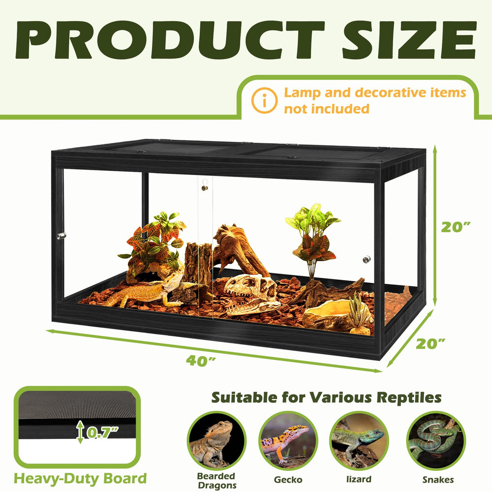 ProLEE tanque de reptiles con vidrio templado frontal para observar movimientos.