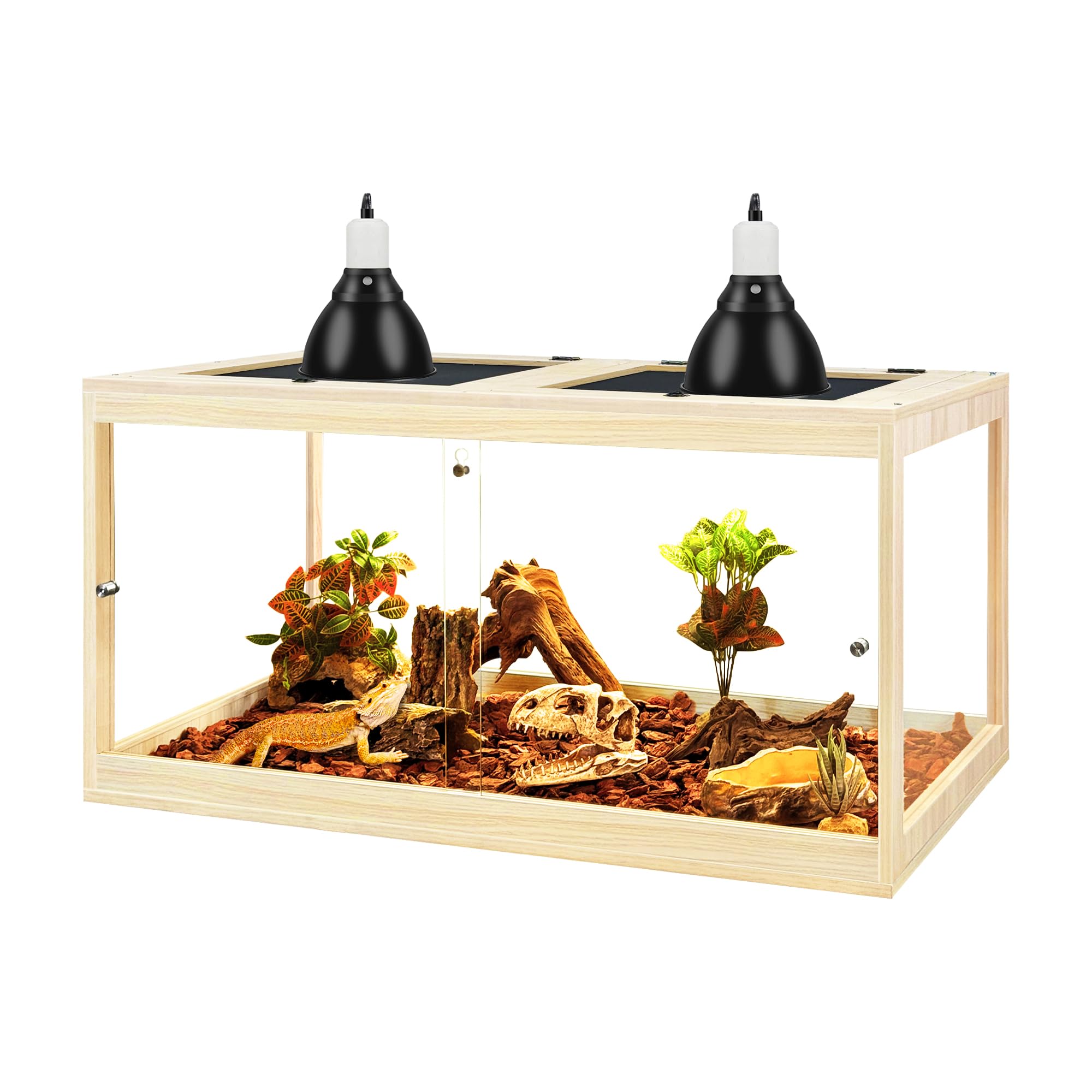 PROLEE terrario dragón barbudo con vidrio templado ofrece visión clara para observar su actividad.