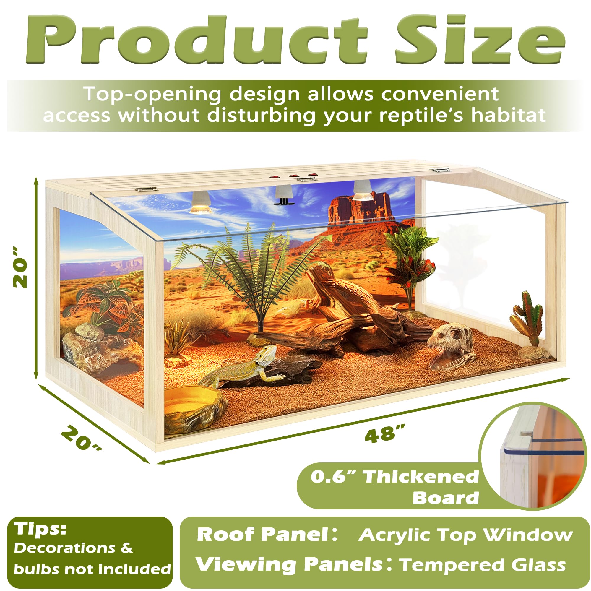 PROLEE terrario de vidrio templado con interior amplio para exploración