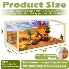 PROLEE terrario de vidrio templado con interior amplio para exploración