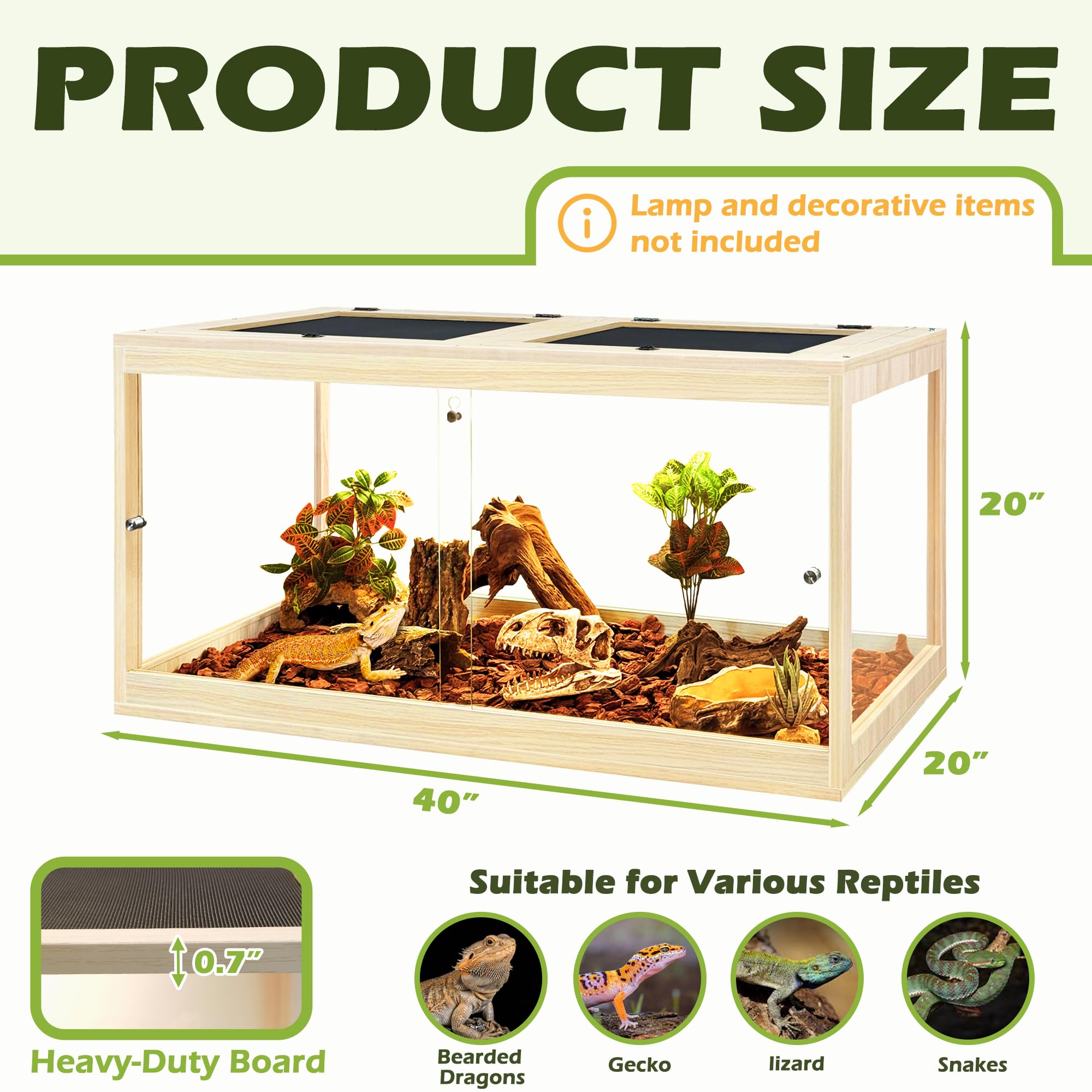 PROLEE vista 360 grados con vidrio templado para monitorear movimientos del reptil.
