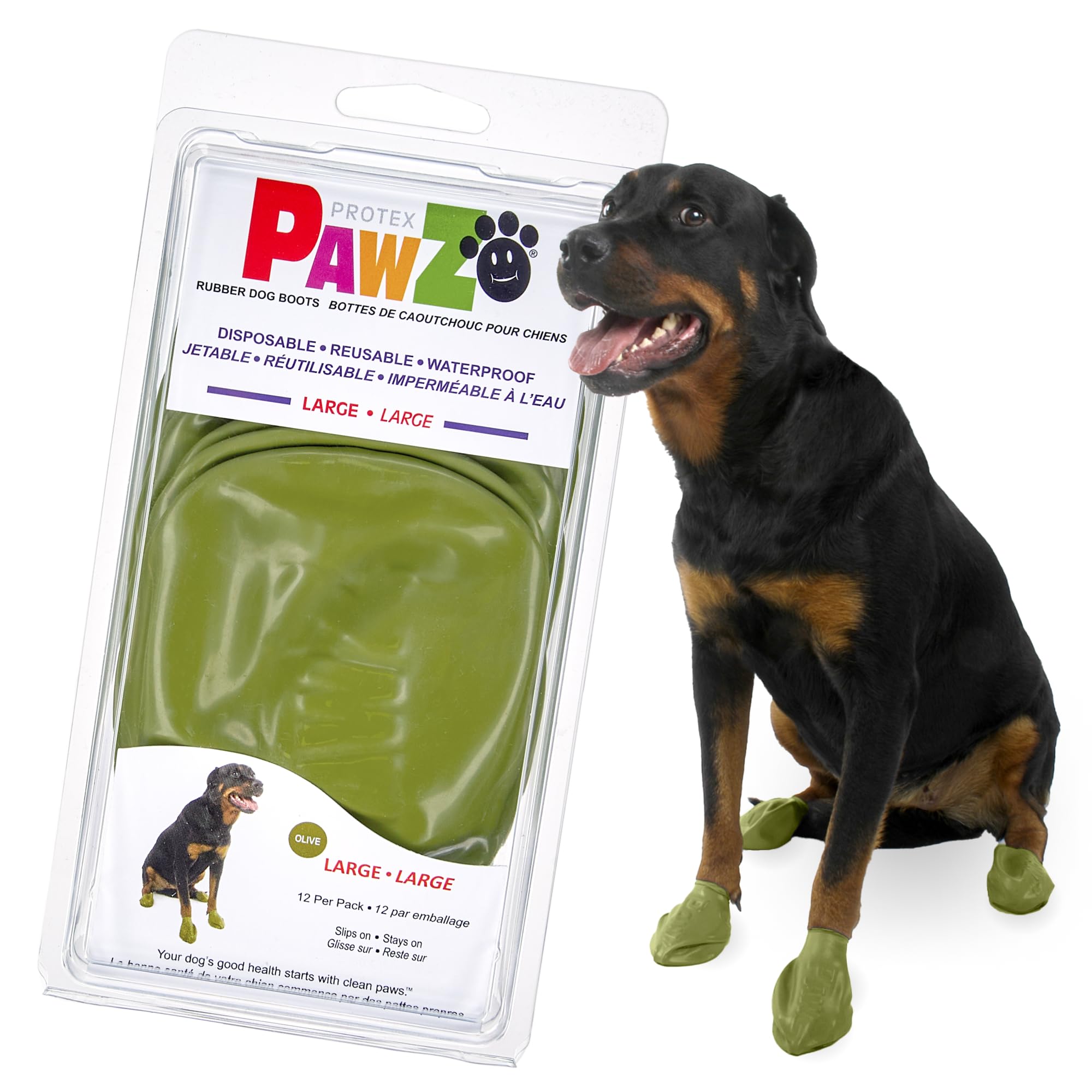 Botas Protex PawZ para perros grandes, paquete de 12, protección contra lluvia.
