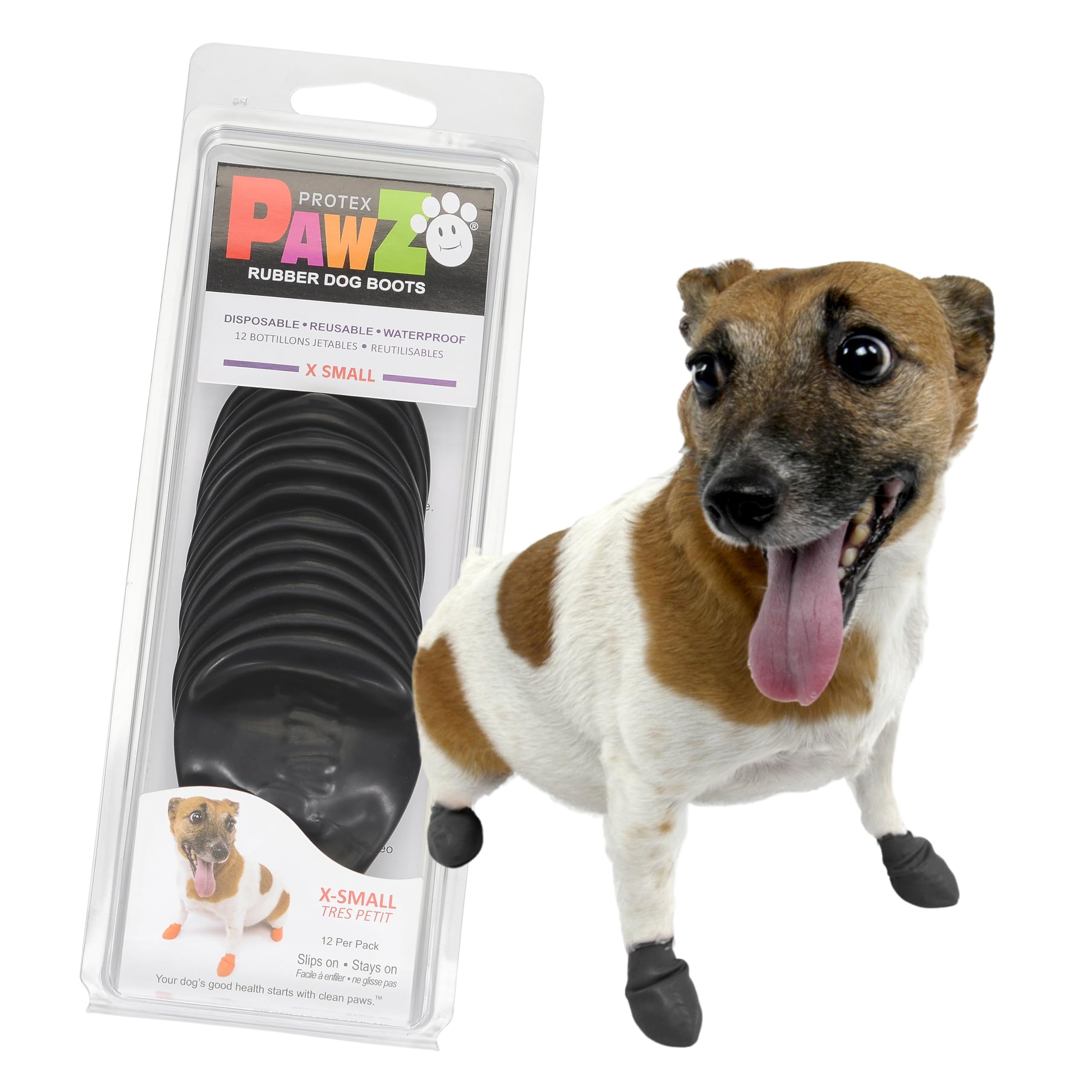 Botas Protex PawZ para perro pequeño en lluvia, protección y tracción mejorada.