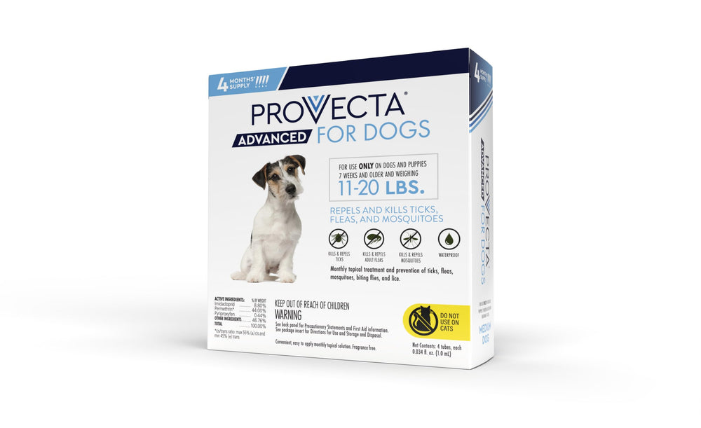 Provecta Advanced para perros: aborda todas las etapas de pulgas y garrapatas.