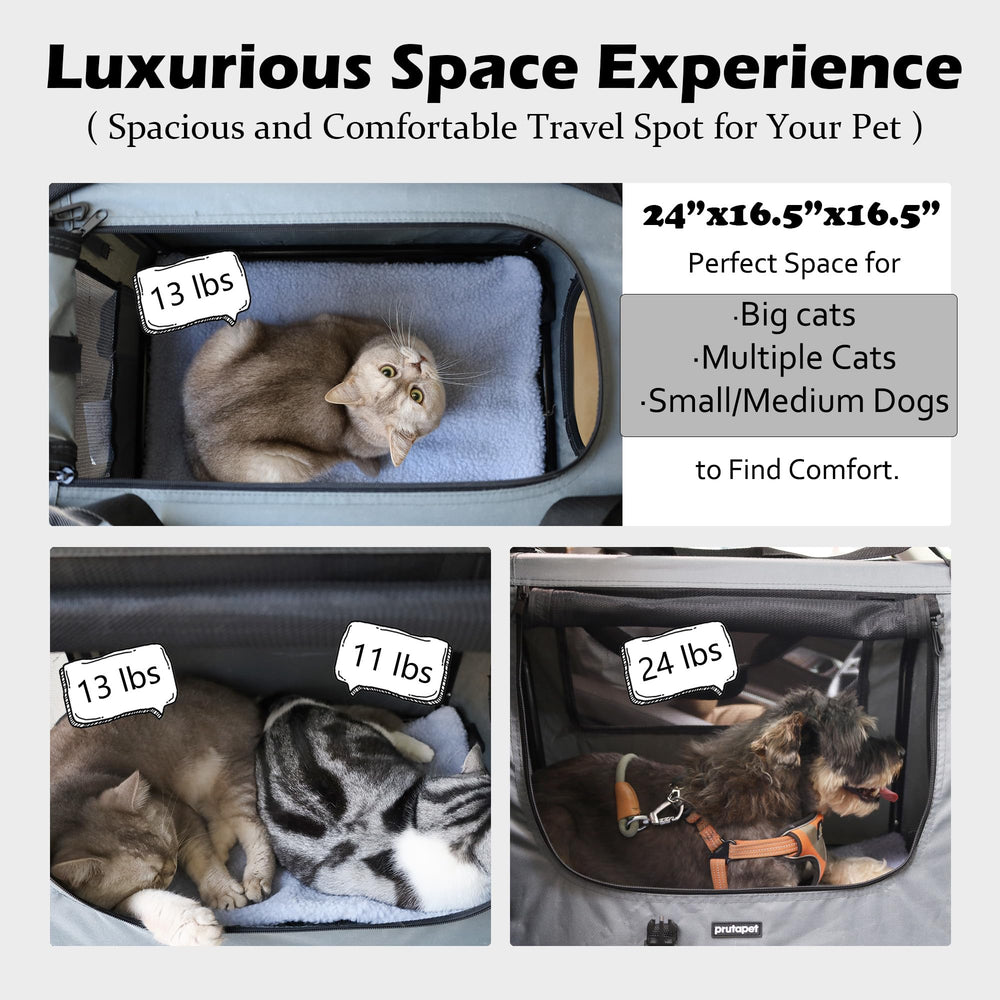 Prutapet transportín para gato con accesorios plegables para comer y hacer sus necesidades