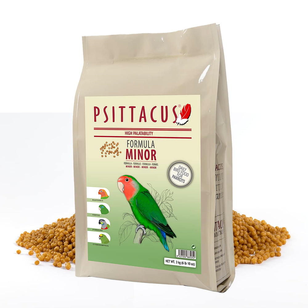 Psittacus Minor: pellets completos para inseparables, dieta estable para aves pequeñas.