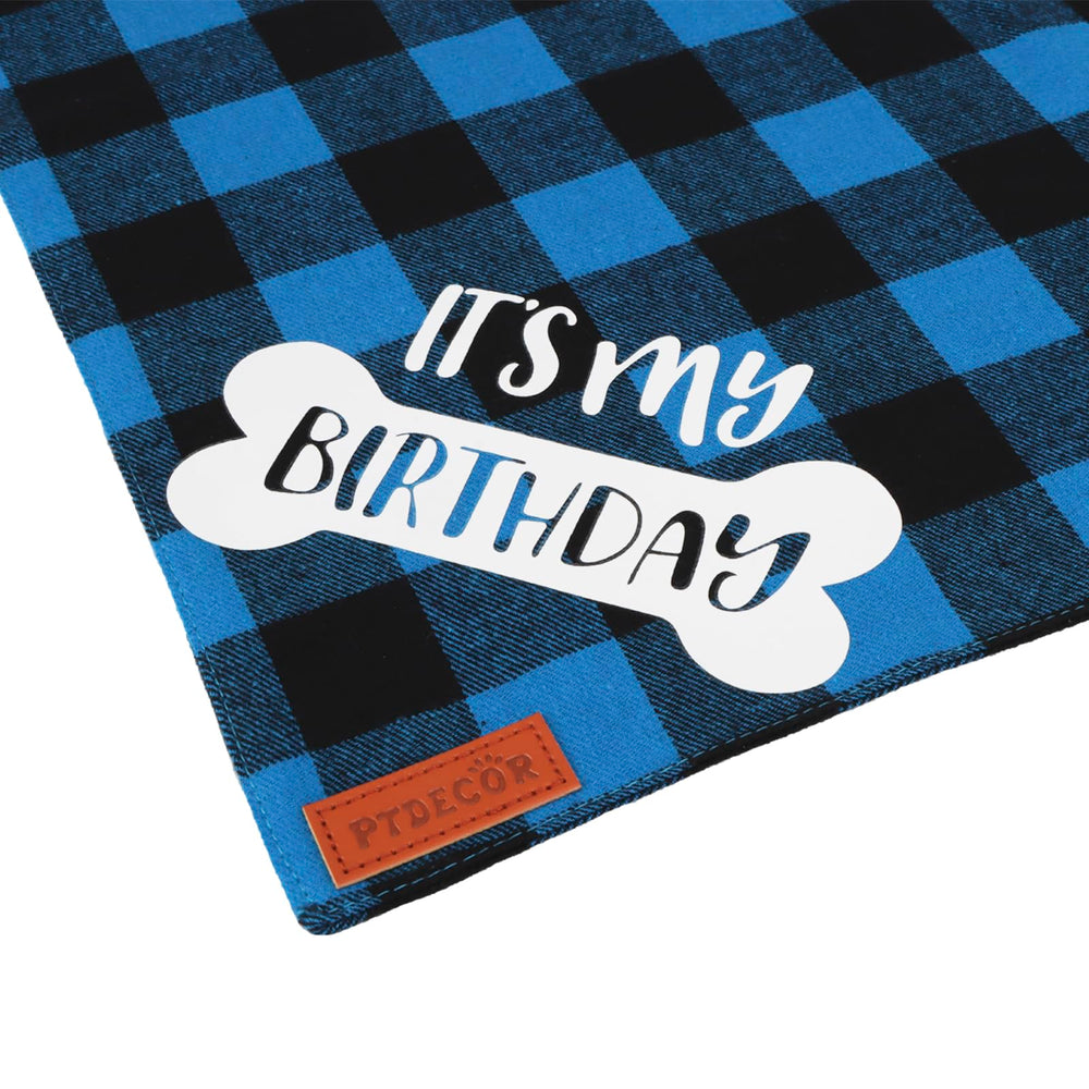 PTDECOR bandana azul a cuadros XL, perfecta para sesiones de fotos y fiestas.