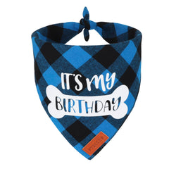 PTDECOR bandana azul a cuadros XL para perro, ideal para fiestas.