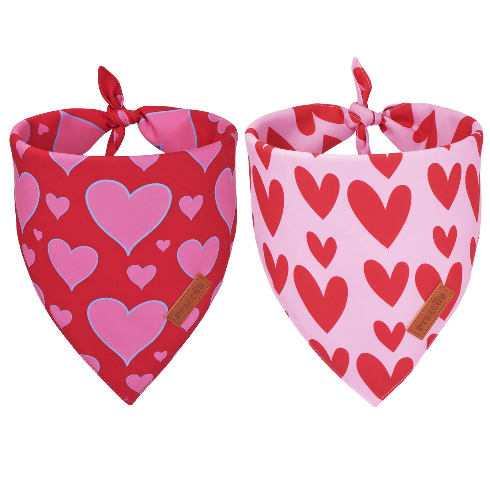 PTDECOR bandana de San Valentín para perro, doble cara con corazones, estilo festivo.