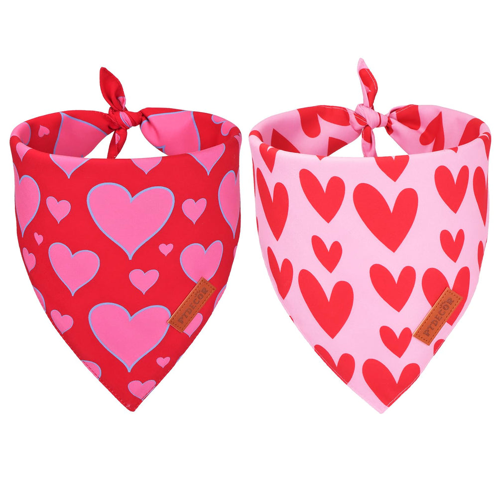 PTDECOR bandana de San Valentín para perro, doble cara con corazones, estilo festivo.