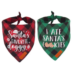 PTDECOR bandanas navideñas para perro, rojo con cuadros, ideal para fotos festivas