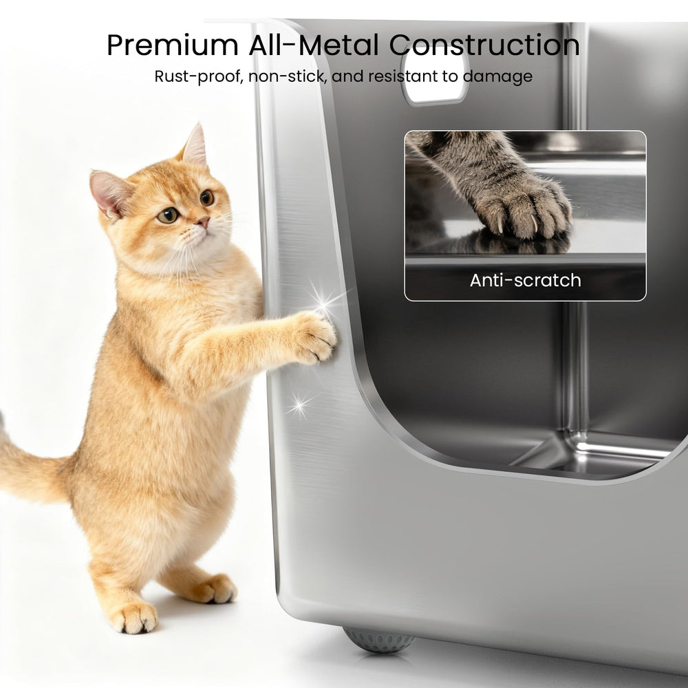 PTFFF caja de acero inoxidable, tamaño extragrande, ofrece espacio para varias mascotas.