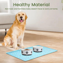 Ptlom bandeja para perros con dos cuencos para comidas.