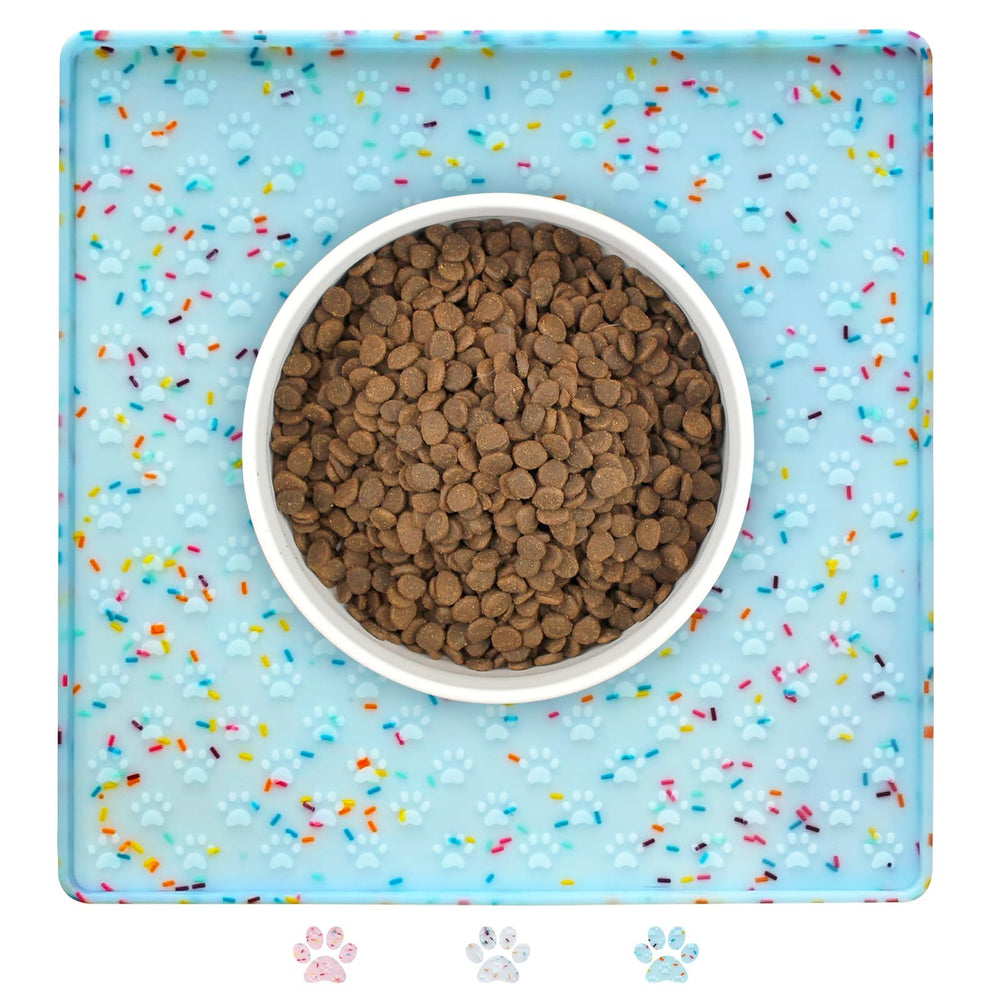 Ptlom mantel alimentación antideslizante azul para perros y gatos, mantiene la mesa limpia