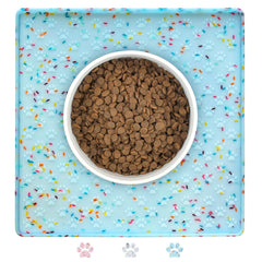 Ptlom mantel alimentación antideslizante azul para perros y gatos, mantiene la mesa limpia