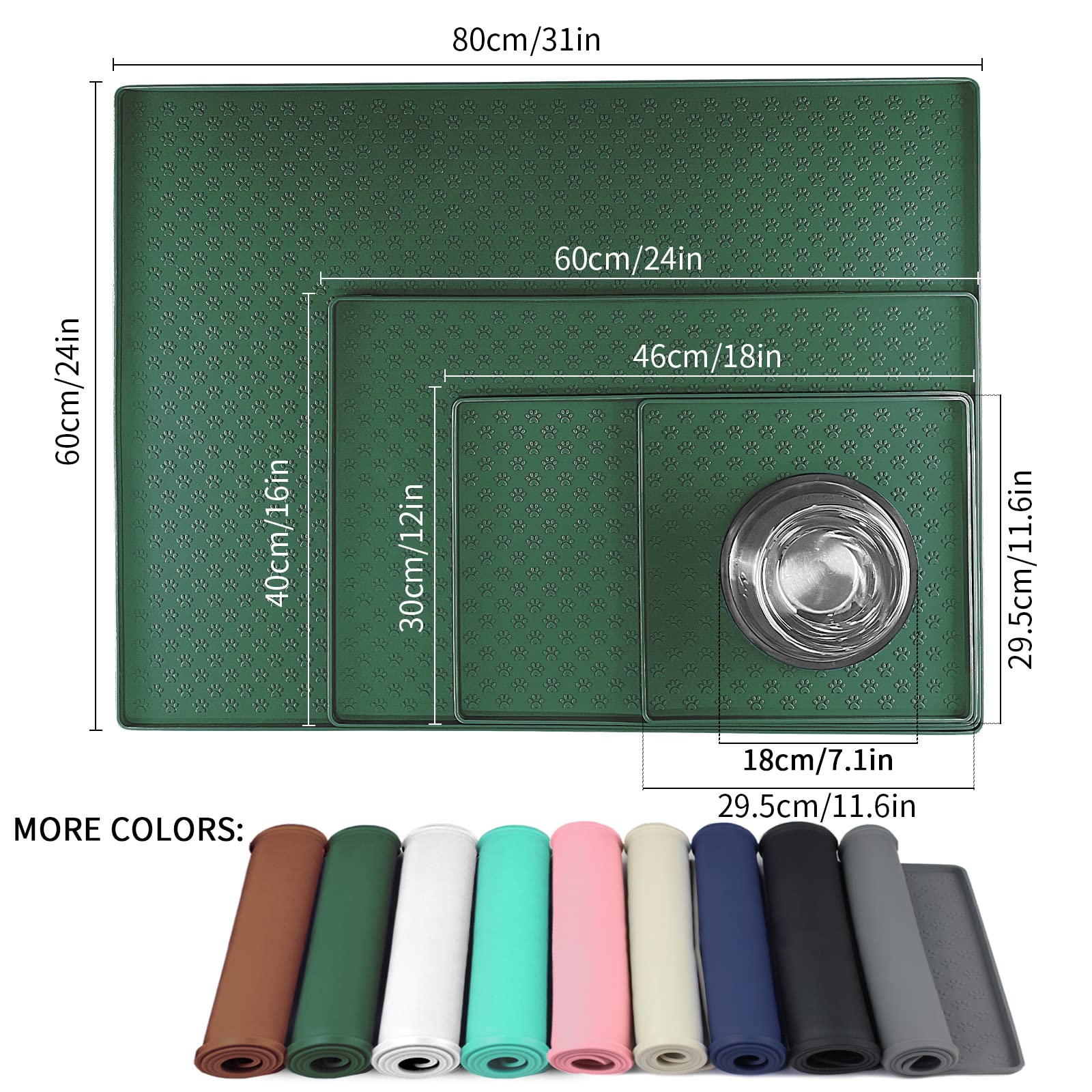 Ptlom alfombrilla de silicona con borde anti-desborde evita derrames.