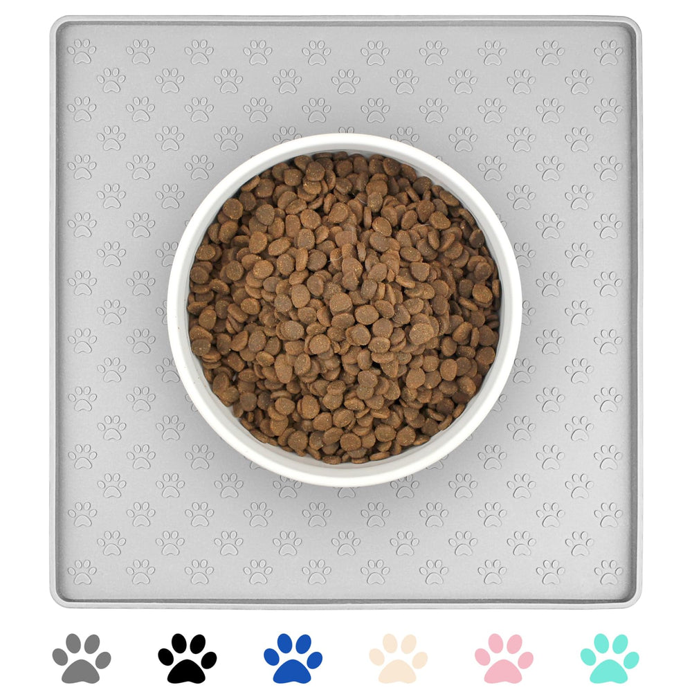 Ptlom tapete de comida antideslizante para mascotas mantiene estables los cuencos durante la comida.
