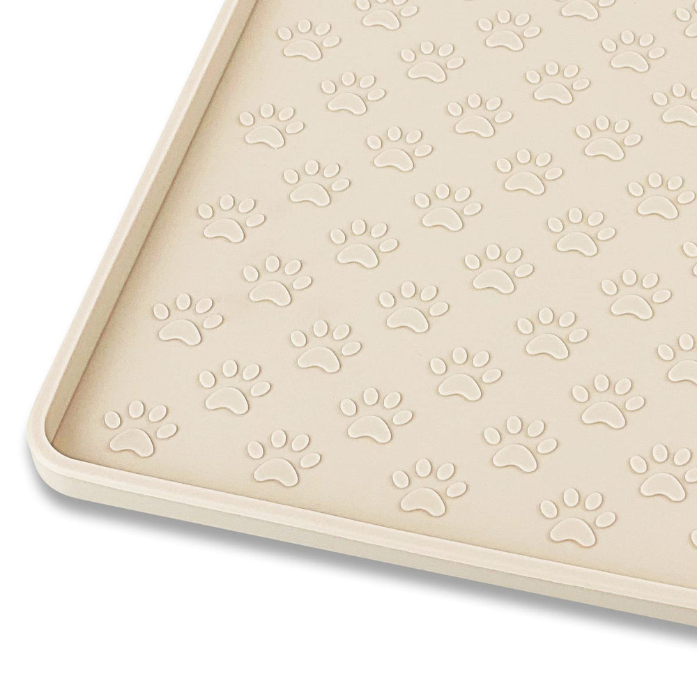 Ptlom tapete de silicona beige para perros y gatos, evita derrames y facilita la limpieza