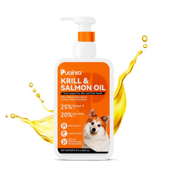 PUAINTA aceite krill y salmón en botella para perros y gatos, favorece piel sana.