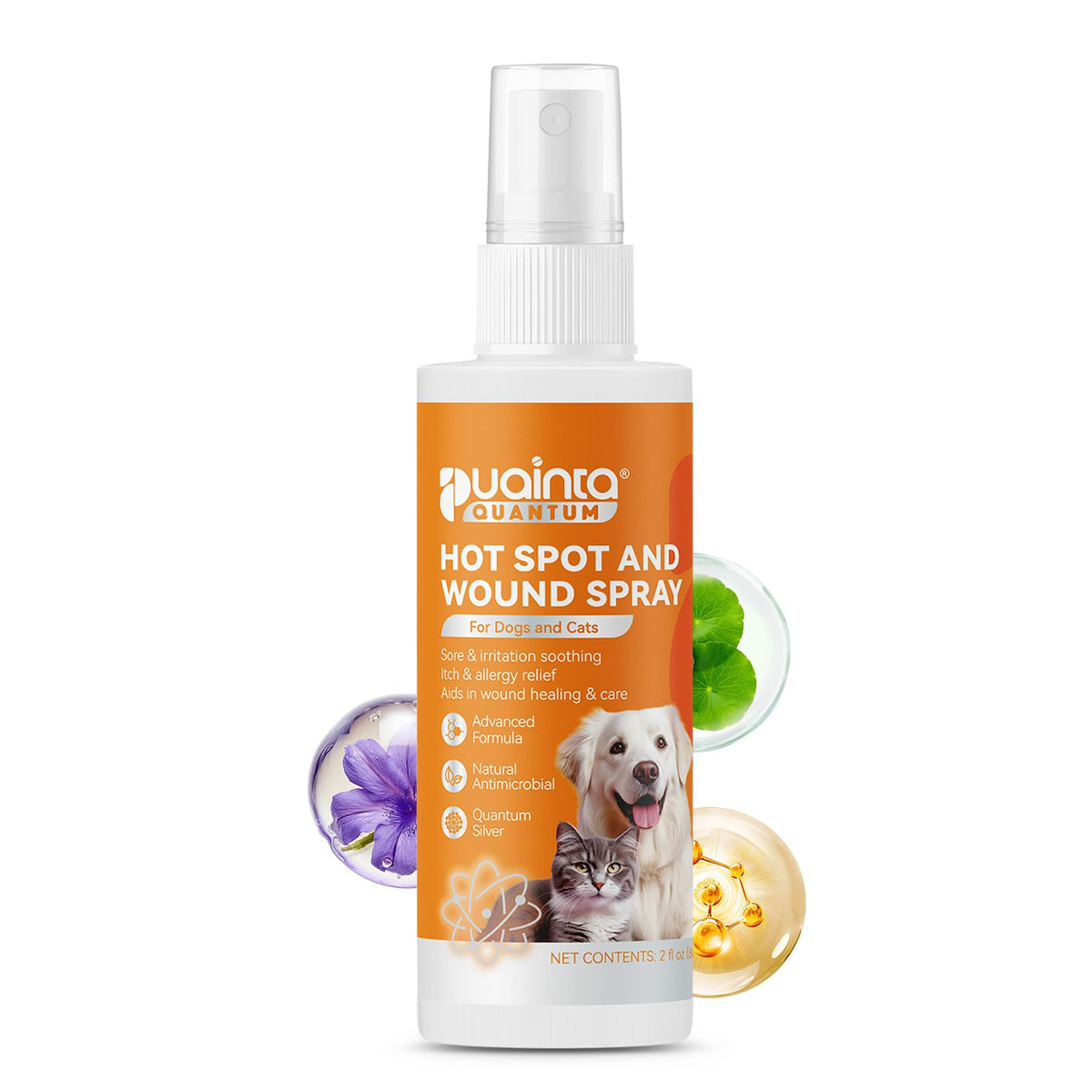 Puainta Hot Spot Spray, botella de 2oz para alivio de irritaciones cutáneas en perros