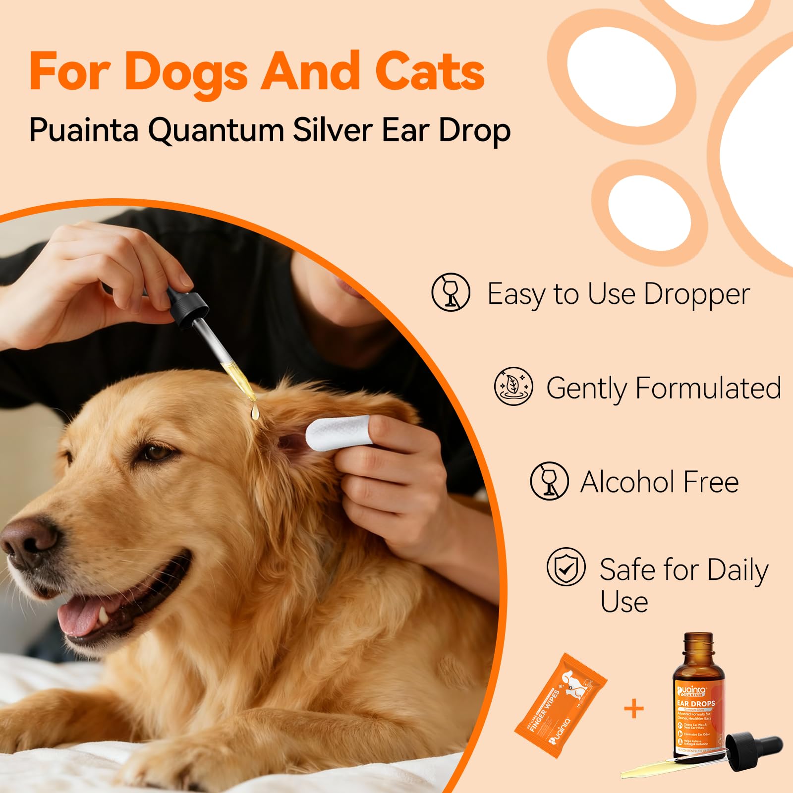 PUAINTA Gotas para oídos de perro – limpieza de cerumen y frescura.