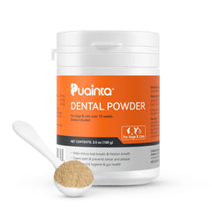 Polvo dental PUAINTA para perros, mejora el aliento y la higiene bucal