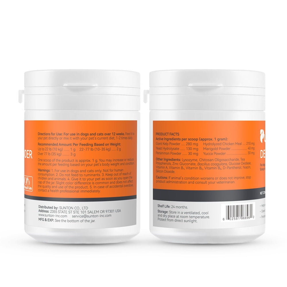 Producto hecho en EEUU, polvo dental para perros