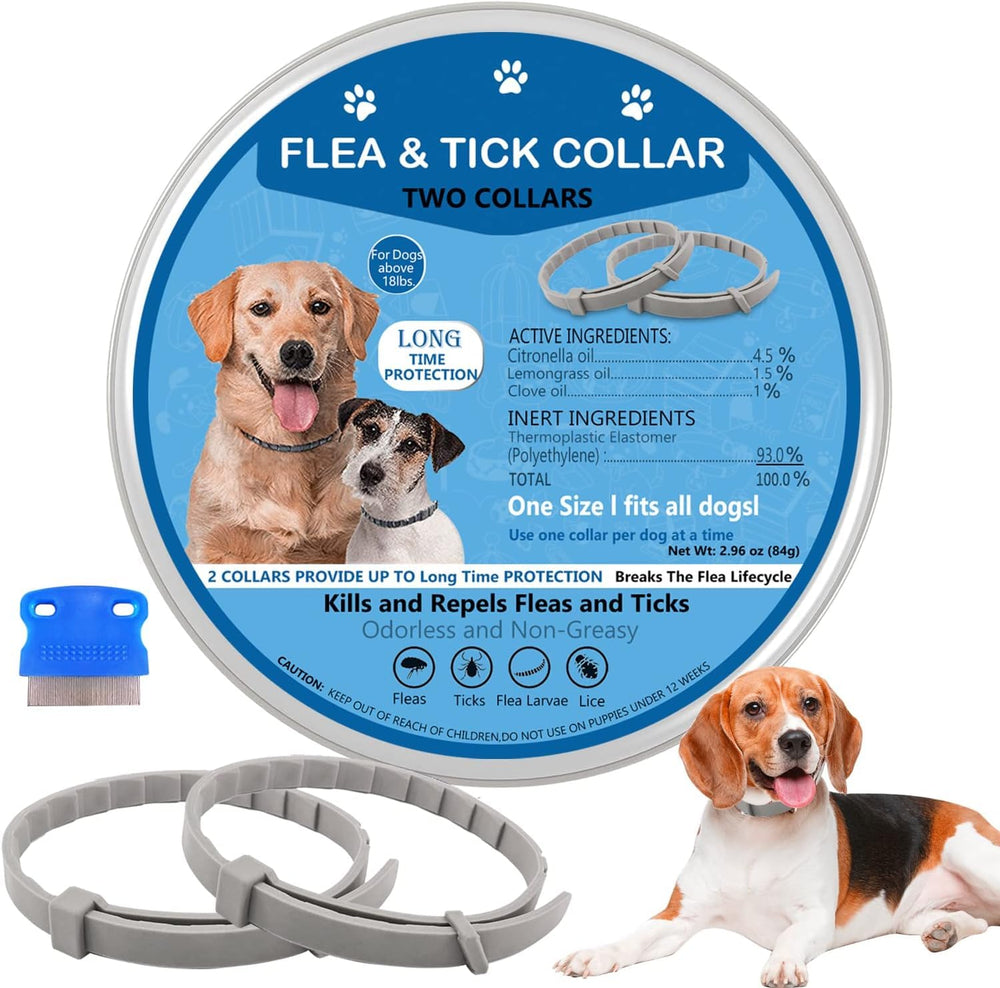 PUBAMALL collar antipulgas para perros negro, conjunto 2, protección duradera.